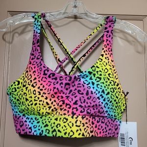 NWT XXL Zyia Rainbow Leopard Sports Bra